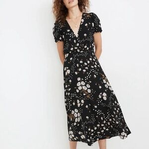 Madewell Floral Midi Front Wrap Dress